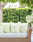 Coastal Indoor Outdoor Scalloped Throw Pillow Cover Only, Stripes, Green, 20"x20"