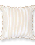 Coastal Indoor Outdoor Scalloped Throw Pillow Cover Only, Stripes, Neutral Tan, 20"x20"