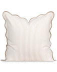 Coastal Indoor Outdoor Scalloped Throw Pillow Cover Only, Stripes, Neutral Tan, 20"x20"