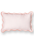Coastal Indoor Outdoor Scalloped Lumbar Pillow Cover Only, Stripes, Blush Pink, 12"x20"