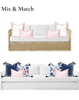 Coastal Indoor Outdoor Scalloped Lumbar Pillow Cover Only, Stripes, Blush Pink, 12"x20"