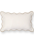 Coastal Indoor Outdoor Scalloped Lumbar Pillow Cover Only, Stripes, Neutral Tan, 12"x20"