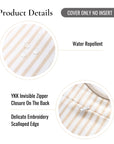 Coastal Indoor Outdoor Scalloped Lumbar Pillow Cover Only, Stripes, Neutral Tan, 12"x20"