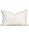 Coastal Indoor Outdoor Scalloped Lumbar Pillow Cover Only, Stripes, Neutral Tan, 12"x20"