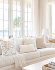 Coastal Indoor Outdoor Scalloped Lumbar Pillow Cover Only, Stripes, Neutral Tan, 12"x20"