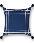 Coastal Indoor Outdoor Throw Pillow Cover Only, Line Frame, Navy Blue, 20"x20"