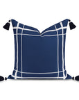 Coastal Indoor Outdoor Throw Pillow Cover Only, Line Frame, Navy Blue, 20"x20"