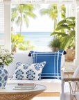 Coastal Indoor Outdoor Throw Pillow Cover Only, Line Frame, Navy Blue, 20"x20"