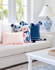 Coastal Indoor Outdoor Throw Pillow Cover Only, Line Frame, Navy Blue, 20"x20"