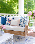 Coastal Indoor Outdoor Throw Pillow Cover Only, Line Frame, Navy Blue, 20"x20"