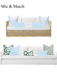 Coastal Indoor Outdoor Lumbar Pillow Cover Only, Line Frame, Baby Blue, 12"x20"