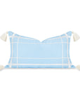 Coastal Indoor Outdoor Lumbar Pillow Cover Only, Line Frame, Baby Blue, 12"x20"