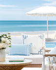 Coastal Indoor Outdoor Lumbar Pillow Cover Only, Line Frame, Baby Blue, 12"x20"