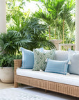 Coastal Indoor Outdoor Lumbar Pillow Cover Only, Line Frame, Baby Blue, 12"x20"