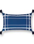 Coastal Indoor Outdoor Lumbar Pillow Cover Only, Line Frame, Navy Blue, 12"x20"