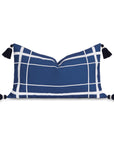 Coastal Indoor Outdoor Lumbar Pillow Cover Only, Line Frame, Navy Blue, 12"x20"