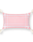 Coastal Indoor Outdoor Lumbar Pillow Cover Only, Line Frame, Blush Pink, 12"x20"