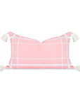 Coastal Indoor Outdoor Lumbar Pillow Cover Only, Line Frame, Blush Pink, 12"x20"