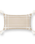 Coastal Indoor Outdoor Lumbar Pillow Cover Only, Line Frame, Neutral Tan, 12"x20"
