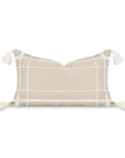 Coastal Indoor Outdoor Lumbar Pillow Cover Only, Line Frame, Neutral Tan, 12"x20"