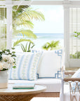 Hamptelle Hisbucs Stripes, Blue And White Outdoor Fabric By The Yard 57", Baby Blue