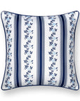 Coastal Indoor Outdoor Throw Pillow Cover Only, Stripe Floral, Navy Blue, 20"x20"