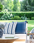 Hamptelle Hisbucs Stripes, Floral Outdoor Fabric By The Yard 57", Baby Blue