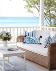 Coastal Indoor Outdoor Throw Pillow Cover Only, Stripe Floral, Navy Blue, 20"x20"
