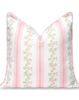 Coastal Indoor Outdoor Throw Pillow Cover Only, Stripe Floral, Blush Pink, 20"x20"