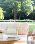 Hamptelle Hisbucs Stripes, Outdoor Floral Fabric By The Yard 57", Blush Pink