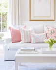 Coastal Indoor Outdoor Throw Pillow Cover Only, Stripe Floral, Blush Pink, 20"x20"