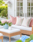 Coastal Indoor Outdoor Throw Pillow Cover Only, Stripe Floral, Blush Pink, 20"x20"
