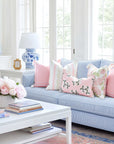 Coastal Indoor Outdoor Throw Pillow Cover Only, Stripe Floral, Blush Pink, 20"x20"