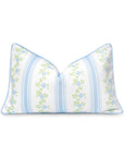 Coastal Indoor Outdoor Lumbar Pillow Cover Only, Stripe Floral, Baby Blue, 12"x20"