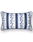 Coastal Indoor Outdoor Lumbar Pillow Cover Only, Stripe Floral, Navy Blue, 12"x20"