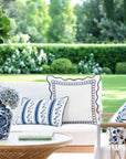 Coastal Indoor Outdoor Lumbar Pillow Cover Only, Stripe Floral, Navy Blue, 12"x20"