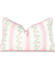 Coastal Indoor Outdoor Lumbar Pillow Cover Only, Stripe Floral, Blush Pink, 12"x20"