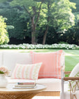 Coastal Indoor Outdoor Lumbar Pillow Cover Only, Stripe Floral, Blush Pink, 12"x20"