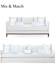 Coastal Indoor Outdoor Lumbar Pillow Cover Only, Geometric Leaves, Baby Blue, 12"x20"
