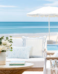 Coastal Indoor Outdoor Lumbar Pillow Cover Only, Geometric Leaves, Baby Blue, 12"x20"