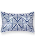 Coastal Indoor Outdoor Lumbar Pillow Cover Only, Geometric Leaves, Navy Blue, 12"x20"