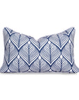 Coastal Indoor Outdoor Lumbar Pillow Cover Only, Geometric Leaves, Navy Blue, 12"x20"