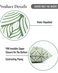 Coastal Indoor Outdoor Lumbar Pillow Cover Only, Geometric Leaves, Green, 12"x20"