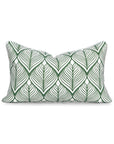 Coastal Indoor Outdoor Lumbar Pillow Cover Only, Geometric Leaves, Green, 12"x20"