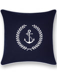 Coastal Indoor Outdoor Throw Pillow Cover Only, Nautical Yacht Anchor, Navy Blue, 18"x18"