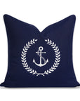 Coastal Indoor Outdoor Throw Pillow Cover Only, Nautical Yacht Anchor, Navy Blue, 18"x18"