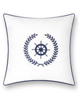 Coastal Indoor Outdoor Throw Pillow Cover Only, Nautical Yacht Wheel, White, 18"x18"
