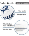Coastal Indoor Outdoor Throw Pillow Cover Only, Nautical Yacht Wheel, White, 18"x18"
