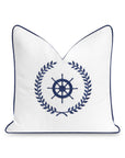 Coastal Indoor Outdoor Throw Pillow Cover Only, Nautical Yacht Wheel, White, 18"x18"