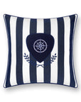 Coastal Indoor Outdoor Throw Pillow Cover Only, Nautical Yacht Stripe, Navy Blue, 18"x18"